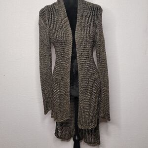 Eilleen Fisher Metallic Knit Open Front Cardigan SIZE L. #887